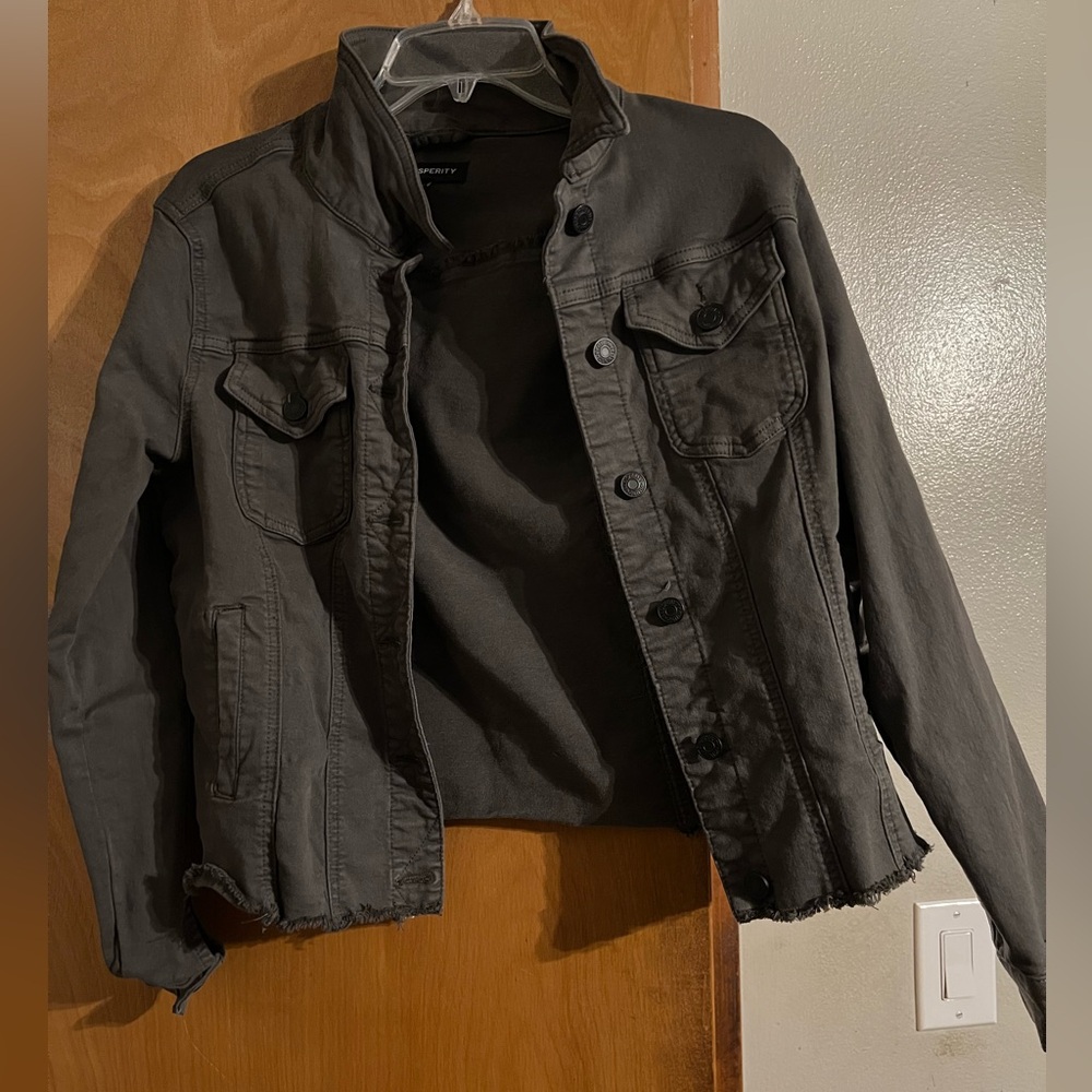 Army green jean jacket